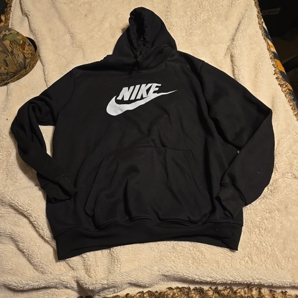 Nike Men's Black Hoodie with White Logo